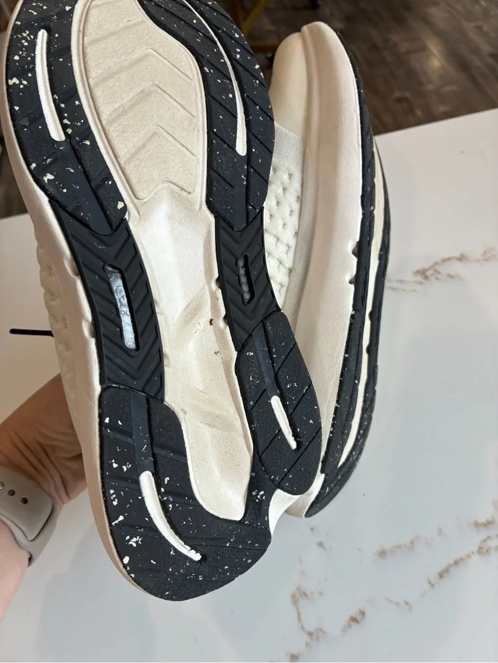 Rabbit White Knit Platform Sneakers with Black Accents